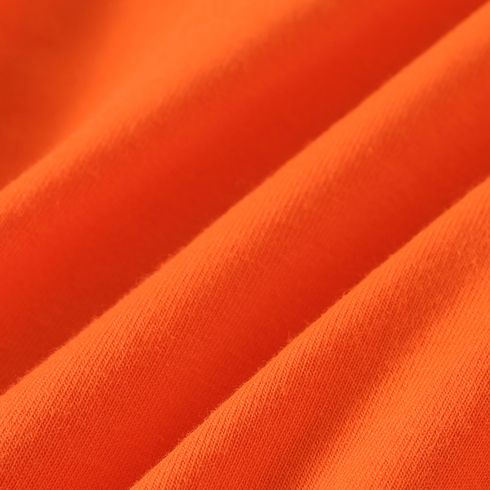 Toddler Girl Solid Curved Hem Short-sleeve Belted Dress Orange color big image 5