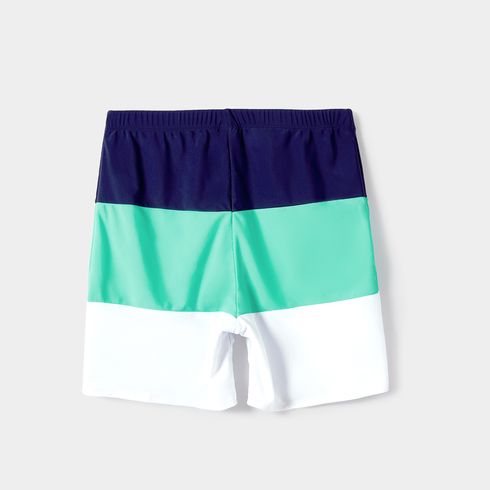 Family Matching Allover Anchor Print Colorblock Self Tie One-piece Swimsuit or Swim Trunks Shorts Mintblue big image 19