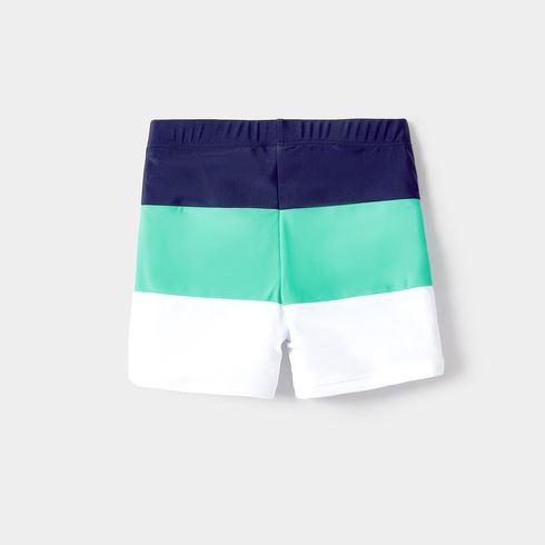 Family Matching Allover Anchor Print Colorblock Self Tie One-piece Swimsuit or Swim Trunks Shorts Mintblue big image 4