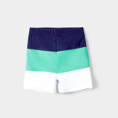 Family Matching Allover Anchor Print Colorblock Self Tie One-piece Swimsuit or Swim Trunks Shorts Mintblue big image 3