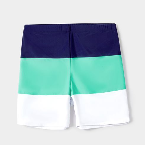 Family Matching Allover Anchor Print Colorblock Self Tie One-piece Swimsuit or Swim Trunks Shorts Mintblue big image 18