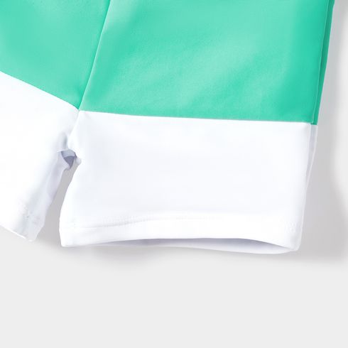 Family Matching Allover Anchor Print Colorblock Self Tie One-piece Swimsuit or Swim Trunks Shorts Mintblue big image 6