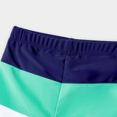 Family Matching Allover Anchor Print Colorblock Self Tie One-piece Swimsuit or Swim Trunks Shorts Mintblue big image 5