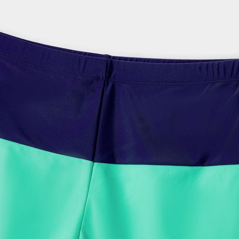 Family Matching Allover Anchor Print Colorblock Self Tie One-piece Swimsuit or Swim Trunks Shorts Mintblue big image 20