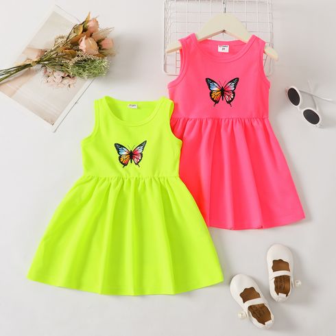 Toddler Girl Butterfly Print Tank Dress Roseo big image 2