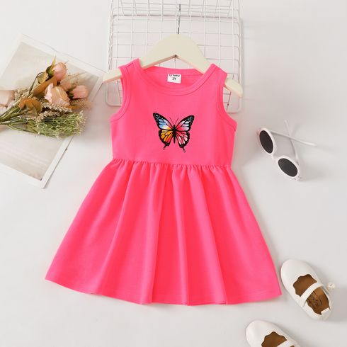 Toddler Girl Butterfly Print Tank Dress Roseo big image 1