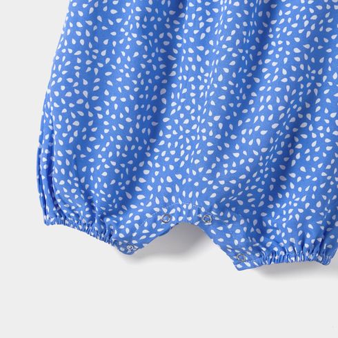Family Matching Dots Pattern Belted Ruffle-sleeve Dresses and Colorblock T-shirts Sets Blue big image 20