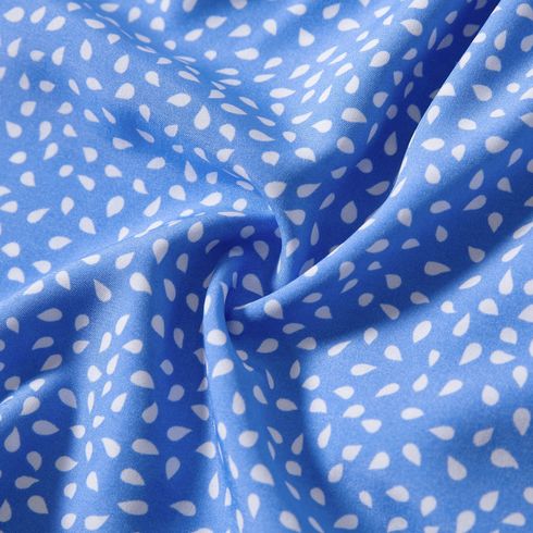 Family Matching Dots Pattern Belted Ruffle-sleeve Dresses and Colorblock T-shirts Sets Blue big image 6