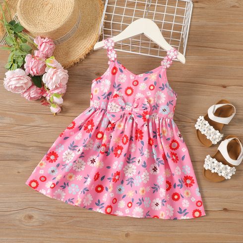 Toddler Girl Allover Floral Print Bow Front Cami Dress 