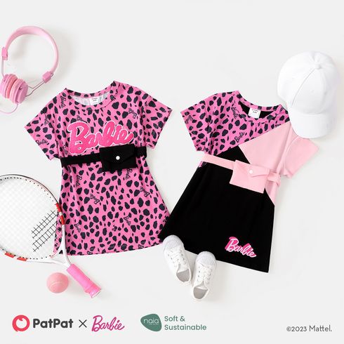 Barbie Toddler/Kid Girl Leopard/Colorblock Print Naia™ Short-sleeve Dress with Fanny Pack