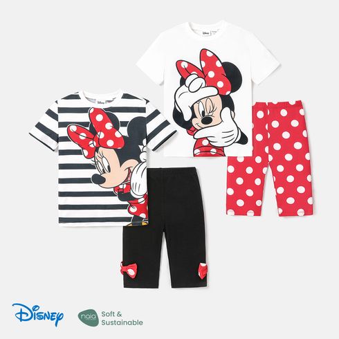 迪士尼幼兒/兒童女孩 2 件 Naia™ 字元印花短袖 T 恤和打底褲短褲套裝