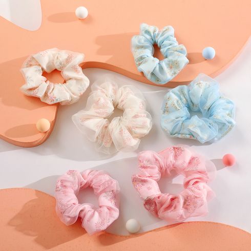 2-pack Floral Pattern Mesh Scrunchie for Mom and Me