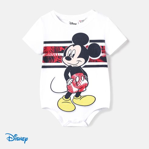 Disney Family Matching Plant Print Splice Ruffled Cami Dresses and Striped Cotton Short-sleeve T-shirts Sets Red big image 2