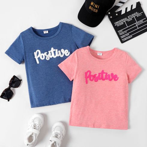 Kid Girl/Boy Letter Embroidered Short-sleeve Tee