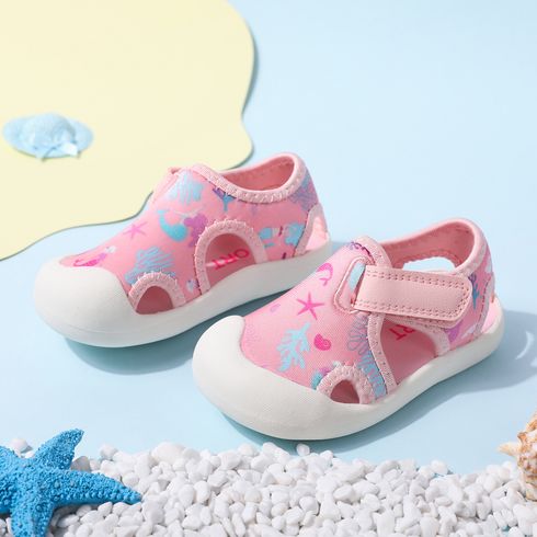 Toddler Allover Marine Elements Print Non-slip Soft Sole Velcro Sandals 