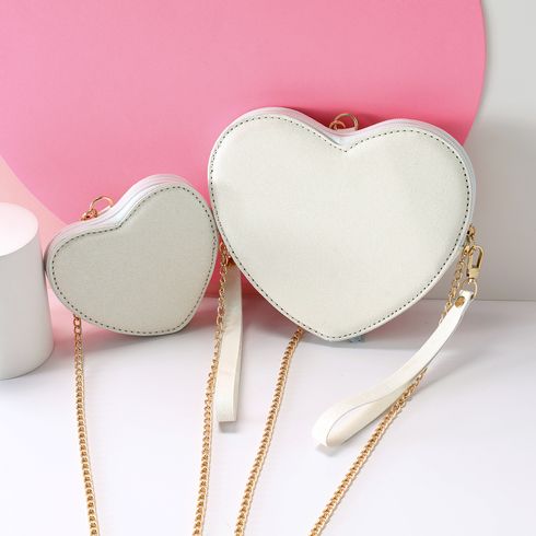 Colorful Heart Shape Chain Bag for Mom and Me White big image 2
