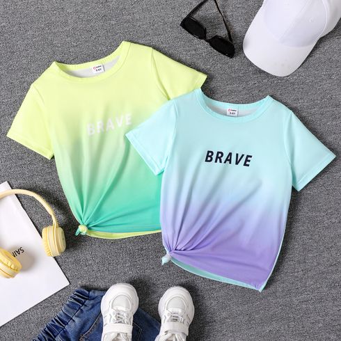 Kid Boy Letter Print Short-sleeve Ombre Tee 