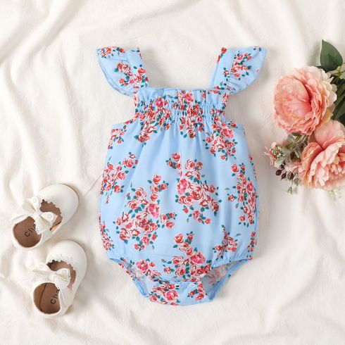 Baby Girl Allover Floral Print Smocked Ruffle Romper