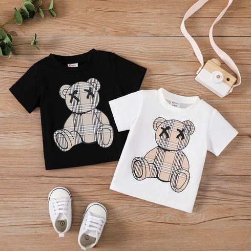 Baby Girl/Boy Plaid Bear Graphic Short-sleeve Tee 