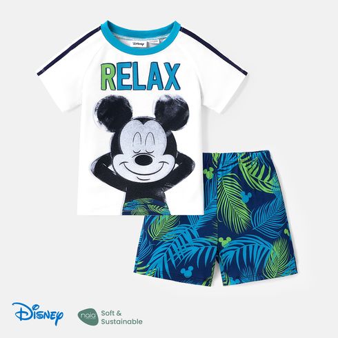 Disney Toddler Boy 2pcs Character & Letter Print Naia™ Short-sleeve Tee and Plant Print Shorts Set