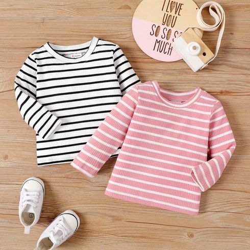 Baby Girl/Boy Stripe Rib-knit Long-sleeve Top 