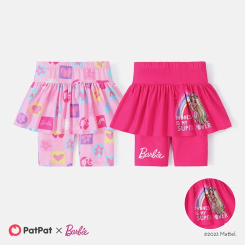 Barbie Toddler Girl Character/Floral Print Ruffle Overlay 2 In 1 Leggings Shorts