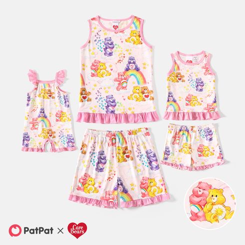 Care Bears Mommy and Me Allover Print Ruffle Trim Tank Top & Shorts Sets