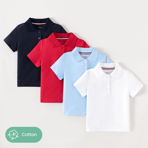 Toddler Girl/Boy 100% Cotton Preppy Style Short-sleeve Polo Neck Tee 