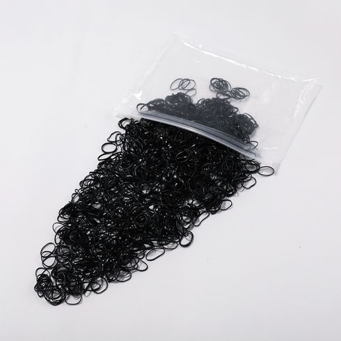 1000 PCS/Pack Multicolor Hair Ties for Girls (Random inner bag) Black big image 4