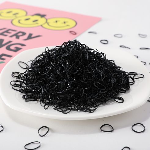 1000 PCS/Pack Multicolor Hair Ties for Girls (Random inner bag) Black big image 1