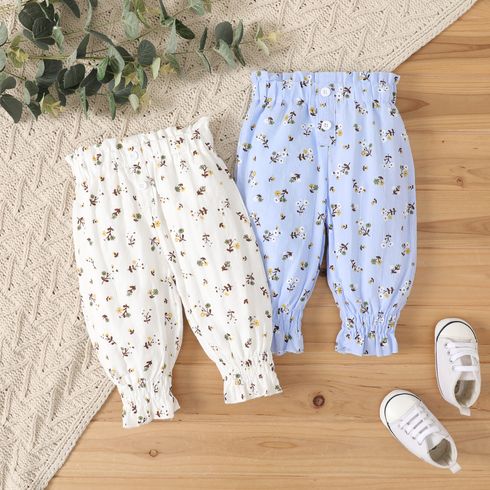 100% Cotton Baby Girl Allover Floral Print Pants 