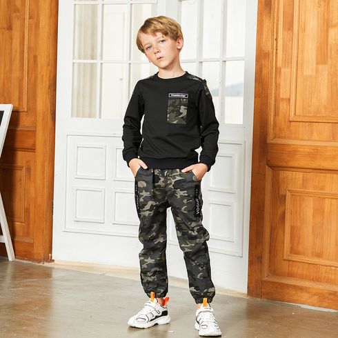 2-piece Kid Boy Camouflage Pocket Sweatshirt and Pants Sets
