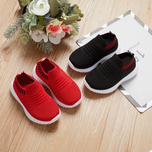 Toddler / Kid Breathable Knitted Solid Sneakers Red big image 2