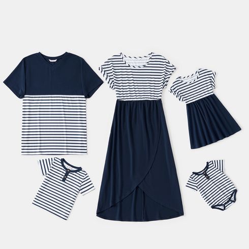 Mosaic Stripe Print Family Matching Navy Sets