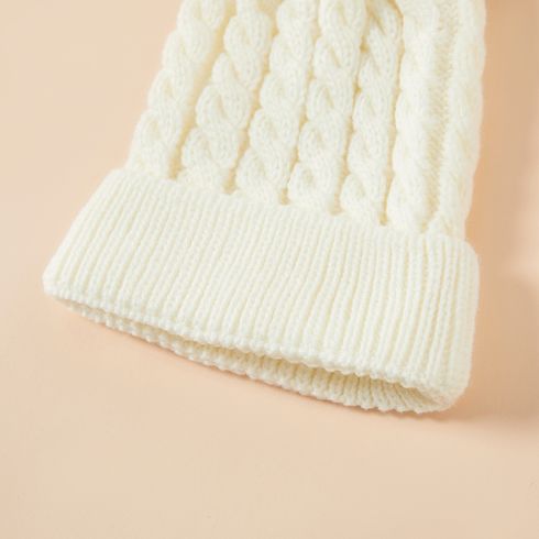 Autumn/Winter Multicolor Hairball Knit Beanie Hats White big image 2