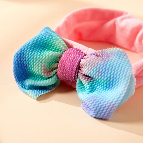 Baby Pretty Heart Print Bowknot Headband Pink big image 5