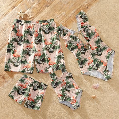 Flamingo Print One-piece Family Matching Swimsuits