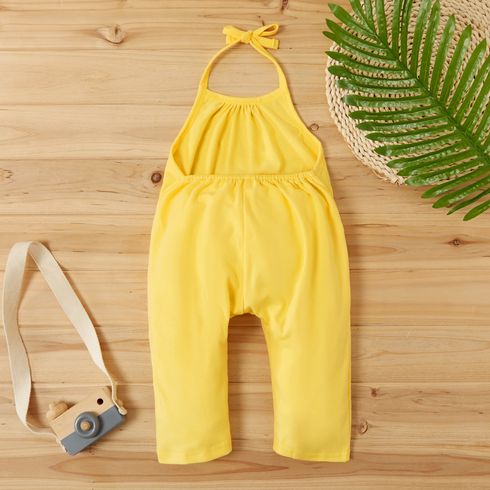 Baby / Toddler Girl Casual Solid Jumpsuits Yellow big image 2