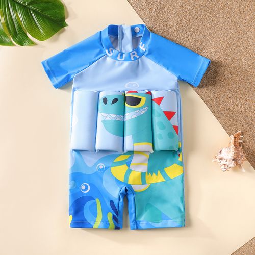 Baby Boy Dinosaur Pattern Short-sleeve Float One Piece Swimsuit Buoyancy Swimwear