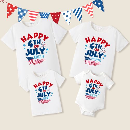 Independence Day Family Matching Cotton Letter Print Short-sleeve T-shirts