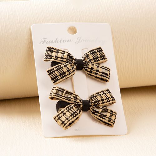 2-pack Toddler/Kid Plaid Small Bowknot Hair Clip (with Cardboard)