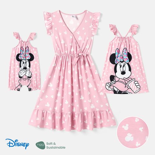 Disney Mommy and Me Pink Flutter-sleeve Allover  Print Naia™ Dresses