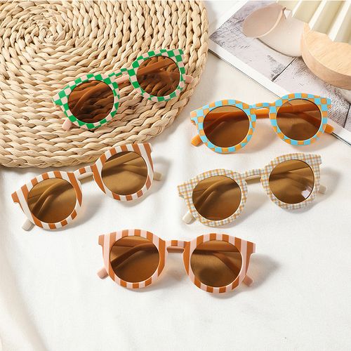 Toddler/Kid Retro Plaid Stripe Sunglasses (With Glasses Case)