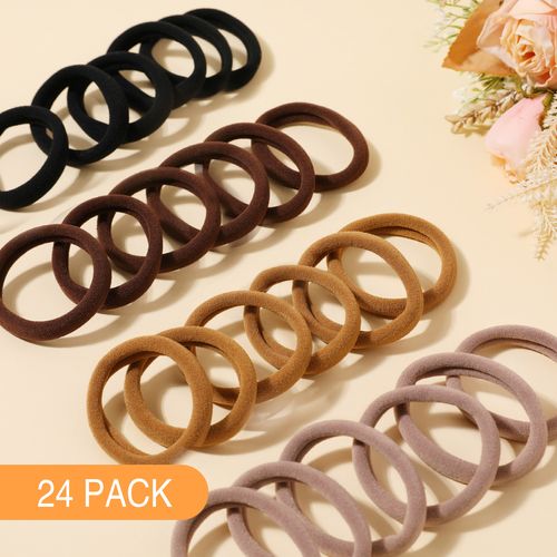 24-pack Women Simple Plain High Flexibility Hair Ties
