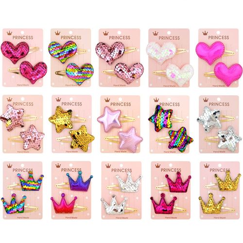10-pack Toddler/Kid Girl Sequin Pentagram Love Crown Hair Clip