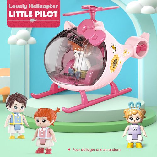 Helicopter Model Taxiing with Dolls and Family Toys