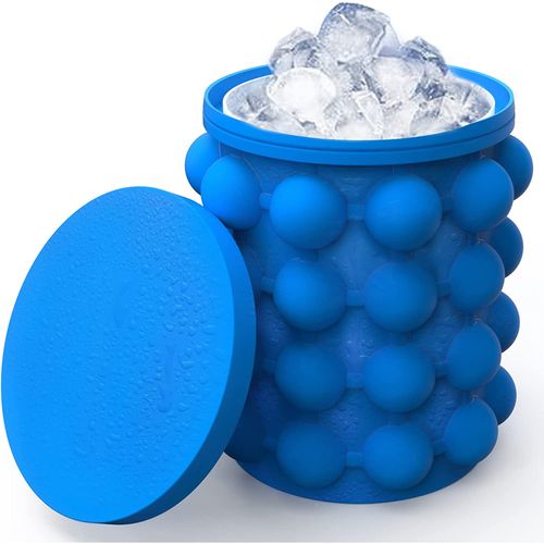 Ice Cube Mold, Silicone Ice Bucket Ice Cup with Lid (2 in 1), Press Type Easy-Release Ice Trays Ice Cube Maker for Frozen Cocktail, Whiskey, Beverages