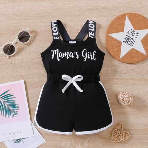 Baby Girl Letter Print Sleeveless Tank Romper Shorts