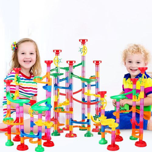 105Pcs Marble Run Toy Educational Construction Maze Block Toy Set Marble Maze Track Game (Some accessories are random in color)