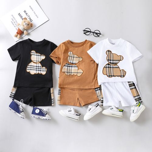 2 pezzi Neonato Ragazzo Orso Infantile Manica corta Set neonato